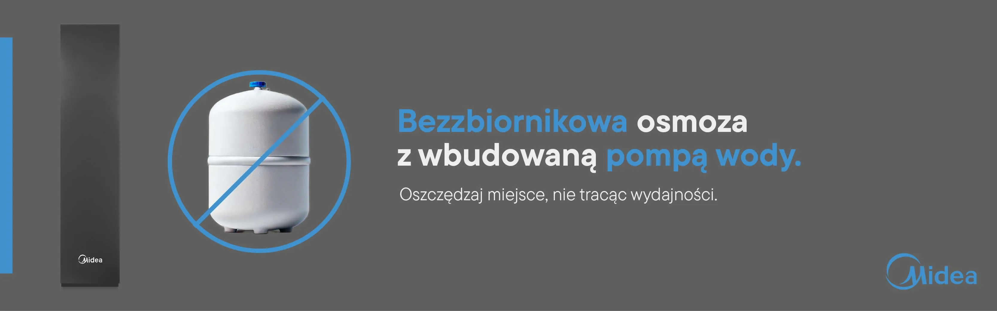 Bezzbiornikowa konstrukcja filtra osmotycznego Midea 800GPD SMART
