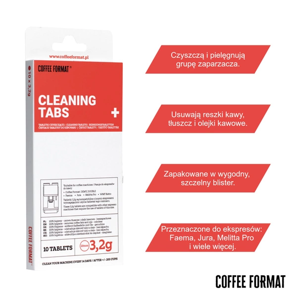 Coffee Format Cleaning TABS+ 10x3,2g Tabletki do czyszczenia ekspresów