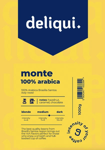 Deliqui Monte Kawa ziarnista 100% Arabica 1000g