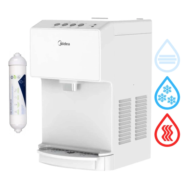 Midea JS1844T WHITE Bezbutlowy dystrybutor wody z filtrem AQS Watersafe 2.5