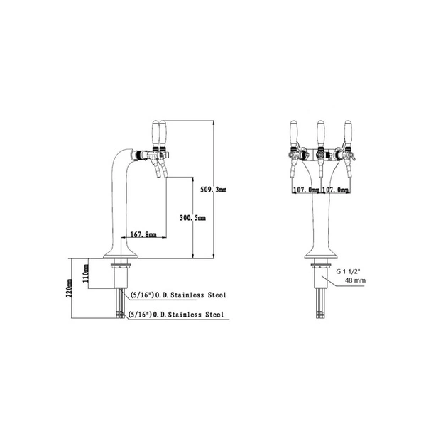 Mantis Kolumna z 3 nalewakami i tacką ociekową