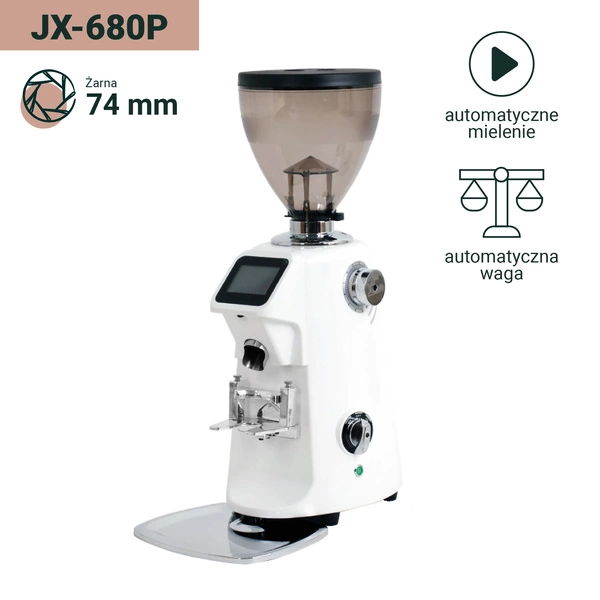 Coffee Format JX-680P White Automatyczny młynek do kawy z wagą i wyświetlaczem