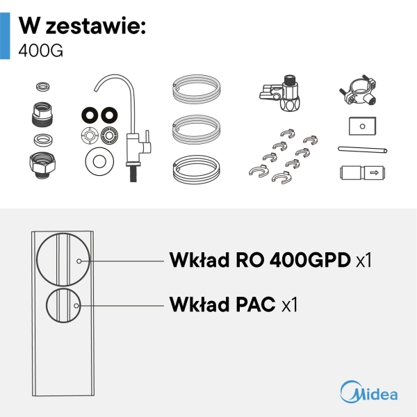 Midea 400GPD Filtr odwróconej osmozy bez zbiornika