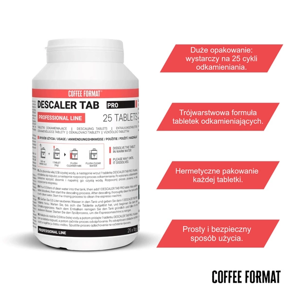Coffee Format Descaler Tab PRO 25x16g Tabletki odkamieniające do ekspresu