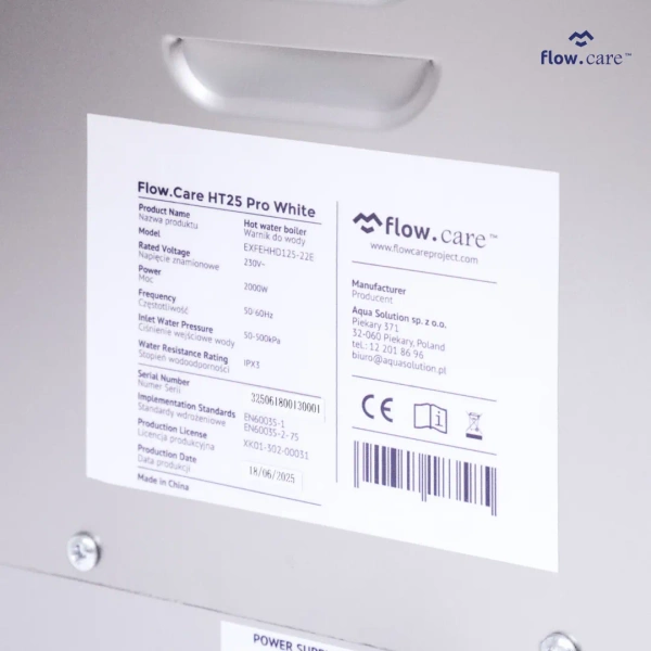 FlowCare HT25 Pro White Warnik do wody z dotykowym wyświetlaczem