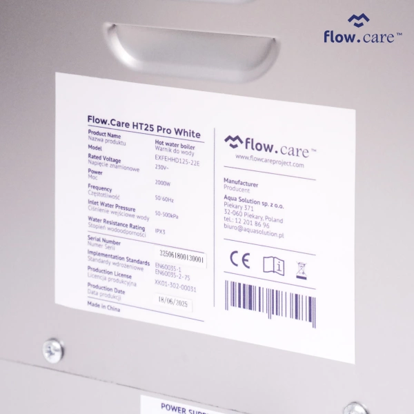 FlowCare HT25 Pro White Warnik do wody z dotykowym wyświetlaczem