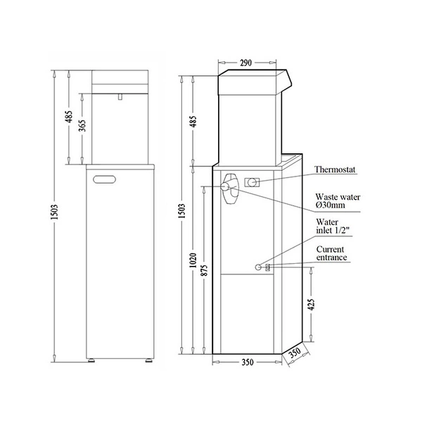 Canaletas A-88 2PE Stojąca fontanna wody pitnej sterowana przyciskami nożnymi